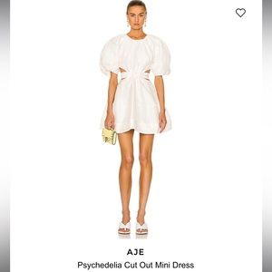 AJE Psychedelia Cut Out Mini Dress in Ivory Size 8